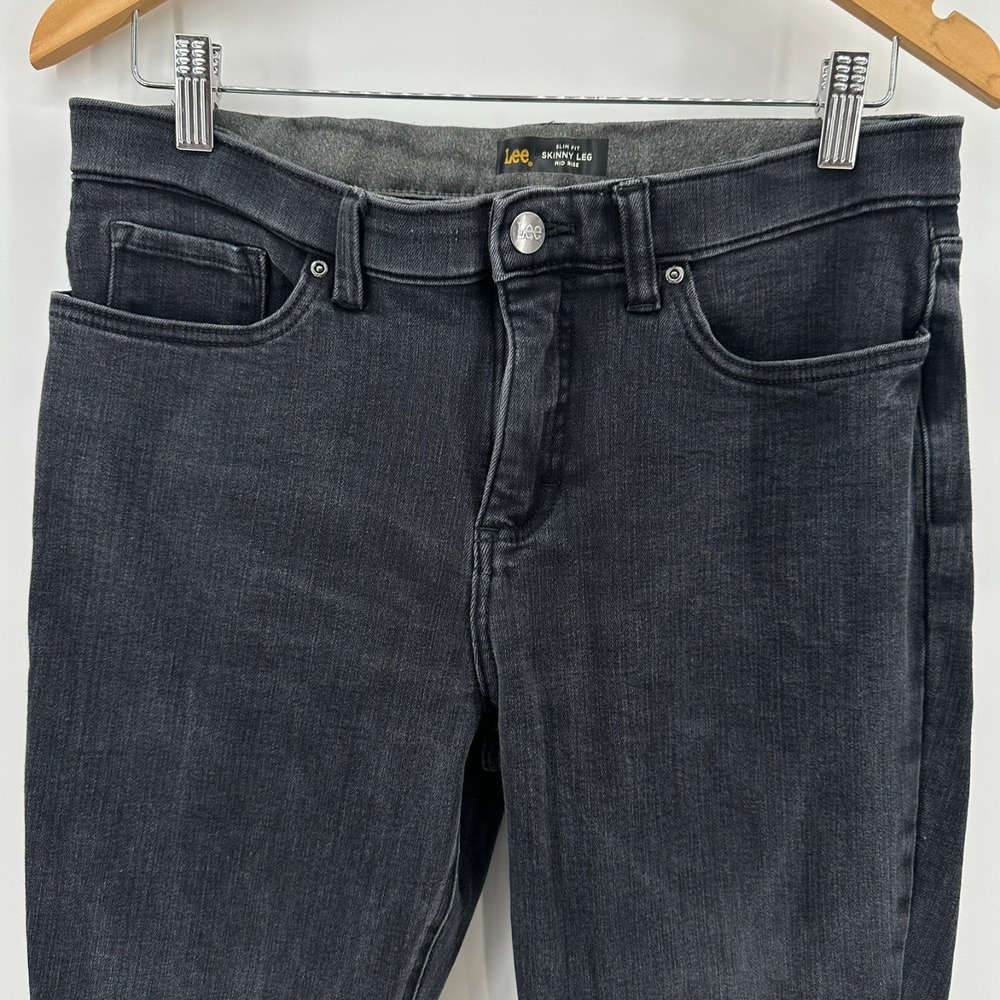 Lee Skinny Leg Jeans Womens 12 Short Black Slim Fit Mid Rise Stretch Denim